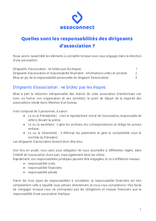 Fiche Technique Responsabilités Dirigeants